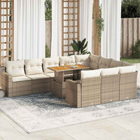 Thumbnail for 11-tlg. Garten-Sofagarnitur mit Kissen Beige Poly Rattan