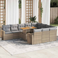 Thumbnail for 11-tlg. Garten-Sofagarnitur mit Kissen Beige Poly Rattan
