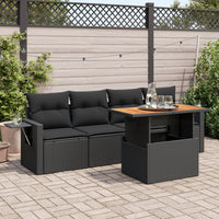 Thumbnail for 5-tlg. Garten-Sofagarnitur mit Kissen Schwarz Poly Rattan
