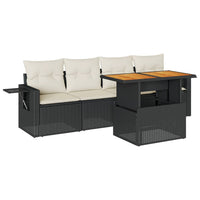 Thumbnail for 5-tlg. Garten-Sofagarnitur mit Kissen Schwarz Poly Rattan
