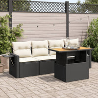 Thumbnail for 5-tlg. Garten-Sofagarnitur mit Kissen Schwarz Poly Rattan