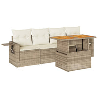 Thumbnail for 5-tlg. Garten-Sofagarnitur mit Kissen Beige Poly Rattan