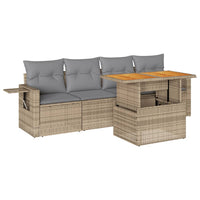 Thumbnail for 5-tlg. Garten-Sofagarnitur mit Kissen Beige Poly Rattan