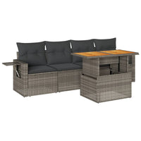 Thumbnail for 5-tlg. Garten-Sofagarnitur mit Kissen Grau Poly Rattan