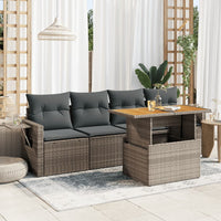 Thumbnail for 5-tlg. Garten-Sofagarnitur mit Kissen Grau Poly Rattan