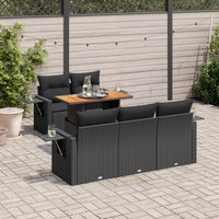 Thumbnail for 6-tlg. Garten-Sofagarnitur mit Kissen Schwarz Poly Rattan