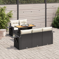 Thumbnail for 6-tlg. Garten-Sofagarnitur mit Kissen Schwarz Poly Rattan
