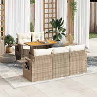 Thumbnail for 6-tlg. Garten-Sofagarnitur mit Kissen Beige Poly Rattan