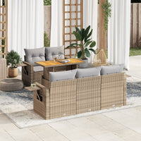 Thumbnail for 6-tlg. Garten-Sofagarnitur mit Kissen Beige Poly Rattan