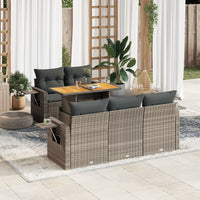 Thumbnail for 6-tlg. Garten-Sofagarnitur mit Kissen Grau Poly Rattan
