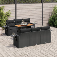 Thumbnail for 7-tlg. Garten-Sofagarnitur mit Kissen Schwarz Poly Rattan