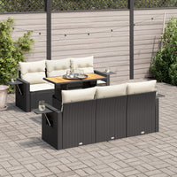 Thumbnail for 7-tlg. Garten-Sofagarnitur mit Kissen Schwarz Poly Rattan