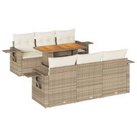 Thumbnail for 7-tlg. Garten-Sofagarnitur mit Kissen Beige Poly Rattan