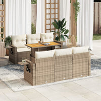 Thumbnail for 7-tlg. Garten-Sofagarnitur mit Kissen Beige Poly Rattan