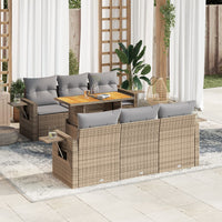 Thumbnail for 7-tlg. Garten-Sofagarnitur mit Kissen Beige Poly Rattan