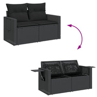 Thumbnail for 7-tlg. Garten-Sofagarnitur mit Kissen Schwarz Poly Rattan