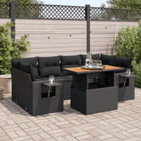 Thumbnail for 7-tlg. Garten-Sofagarnitur mit Kissen Schwarz Poly Rattan