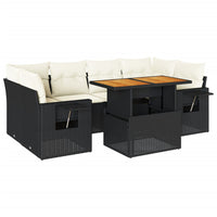 Thumbnail for 7-tlg. Garten-Sofagarnitur mit Kissen Schwarz Poly Rattan