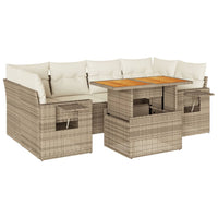 Thumbnail for 7-tlg. Garten-Sofagarnitur mit Kissen Beige Poly Rattan