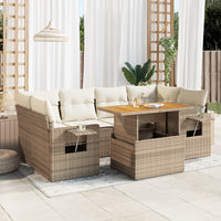 Thumbnail for 7-tlg. Garten-Sofagarnitur mit Kissen Beige Poly Rattan
