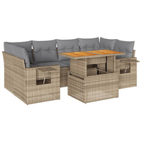 Thumbnail for 7-tlg. Garten-Sofagarnitur mit Kissen Beige Poly Rattan