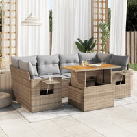 Thumbnail for 7-tlg. Garten-Sofagarnitur mit Kissen Beige Poly Rattan
