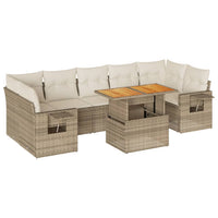 Thumbnail for 8-tlg. Garten-Sofagarnitur mit Kissen Beige Poly Rattan