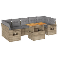 Thumbnail for 8-tlg. Garten-Sofagarnitur mit Kissen Beige Poly Rattan