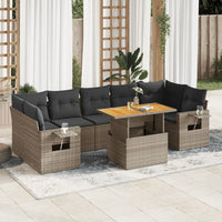 Thumbnail for 8-tlg. Garten-Sofagarnitur mit Kissen Grau Poly Rattan