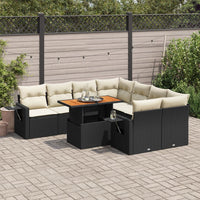 Thumbnail for 9-tlg. Garten-Sofagarnitur mit Kissen Schwarz Poly Rattan