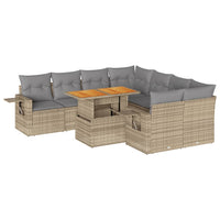 Thumbnail for 9-tlg. Garten-Sofagarnitur mit Kissen Beige Poly Rattan