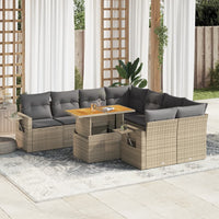 Thumbnail for 9-tlg. Garten-Sofagarnitur mit Kissen Beige Poly Rattan