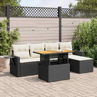 Thumbnail for 6-tlg. Garten-Sofagarnitur mit Kissen Schwarz Poly Rattan