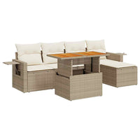 Thumbnail for 6-tlg. Garten-Sofagarnitur mit Kissen Beige Poly Rattan