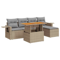 Thumbnail for 6-tlg. Garten-Sofagarnitur mit Kissen Beige Poly Rattan