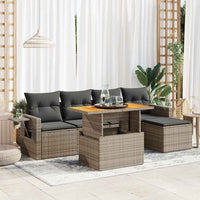 Thumbnail for 6-tlg. Garten-Sofagarnitur mit Kissen Grau Poly Rattan
