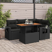 Thumbnail for 5-tlg. Garten-Sofagarnitur mit Kissen Schwarz Poly Rattan