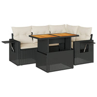 Thumbnail for 5-tlg. Garten-Sofagarnitur mit Kissen Schwarz Poly Rattan