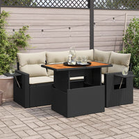 Thumbnail for 5-tlg. Garten-Sofagarnitur mit Kissen Schwarz Poly Rattan