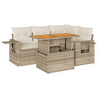 Thumbnail for 5-tlg. Garten-Sofagarnitur mit Kissen Beige Poly Rattan
