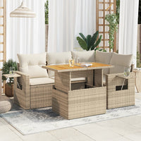 Thumbnail for 5-tlg. Garten-Sofagarnitur mit Kissen Beige Poly Rattan