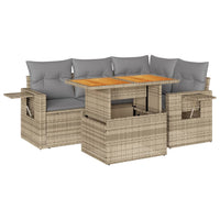 Thumbnail for 5-tlg. Garten-Sofagarnitur mit Kissen Beige Poly Rattan