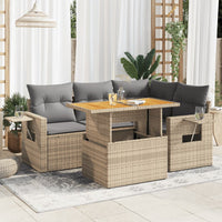 Thumbnail for 5-tlg. Garten-Sofagarnitur mit Kissen Beige Poly Rattan