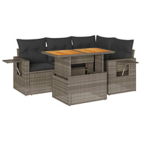 Thumbnail for 5-tlg. Garten-Sofagarnitur mit Kissen Grau Poly Rattan