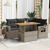Thumbnail for 5-tlg. Garten-Sofagarnitur mit Kissen Grau Poly Rattan