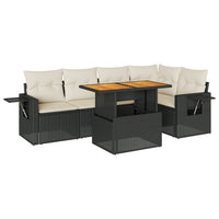 Thumbnail for 6-tlg. Garten-Sofagarnitur mit Kissen Schwarz Poly Rattan