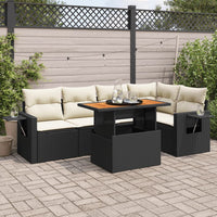 Thumbnail for 6-tlg. Garten-Sofagarnitur mit Kissen Schwarz Poly Rattan