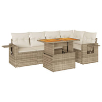 Thumbnail for 6-tlg. Garten-Sofagarnitur mit Kissen Beige Poly Rattan