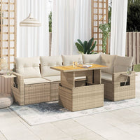 Thumbnail for 6-tlg. Garten-Sofagarnitur mit Kissen Beige Poly Rattan