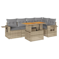 Thumbnail for 6-tlg. Garten-Sofagarnitur mit Kissen Beige Poly Rattan